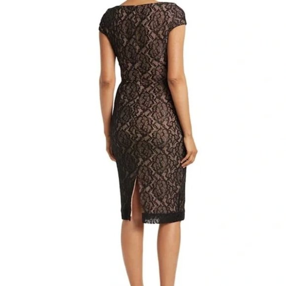 NWT Dress the Population Black Lace Faux Wrap, Medium - Picture 2 of 6